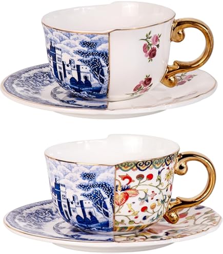 Amazon.com | Excelsa Lisbon Set of Coffee Cups with Saucer, Multi